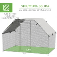 Pawhut Recinto per Galline in Metallo Galvanizzato e Tessuto Oxford con Porta con Blocco 280x193.5x195 cm