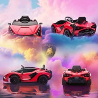 Macchina Elettrica per Bambini 3-5 Anni 12V Lamborghini SIAN, 3-5km/h Auto Elettrica per Bambini con 2 Motori, Fari e Musica, Telecomando, Cintura e Clacson, Rosso