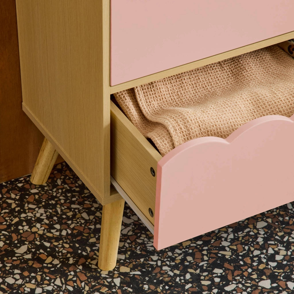 Cassettiera per bambini effetto legno 3 cassetti, rosa