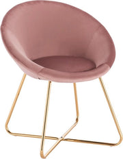 Sedia da Cucina Ronda con Bracciolo - Velluto - Ergonomica - Sedia con Schienale Pieno - Sedia a Cuscino - Rosa