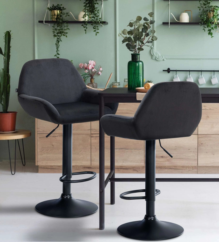 Sgabello Braga in velluto nero,nero