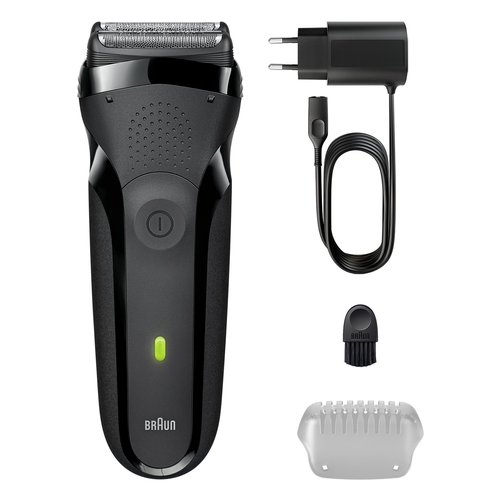 Rasoio barba braun 300s series 3 ricaricabile black e gray