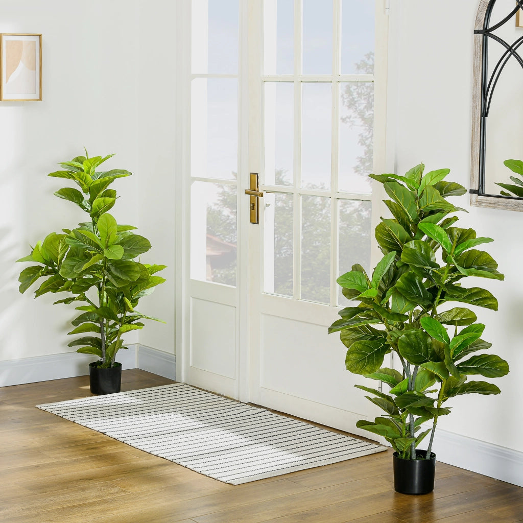 2 Ficus Artificiali in Vaso ¨C zephmum ¨C Verde, 110 cm