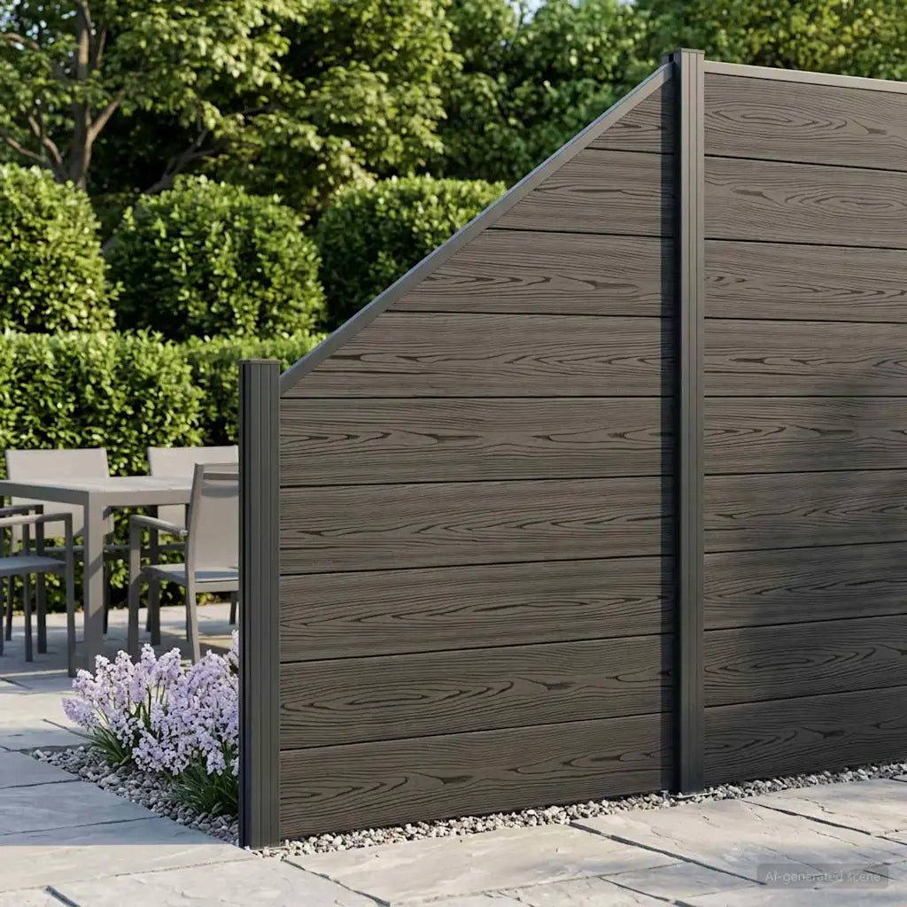 Set di Recinzione 3 pcs 446 x 186 cm WPC e Alluminio Nero 3429421