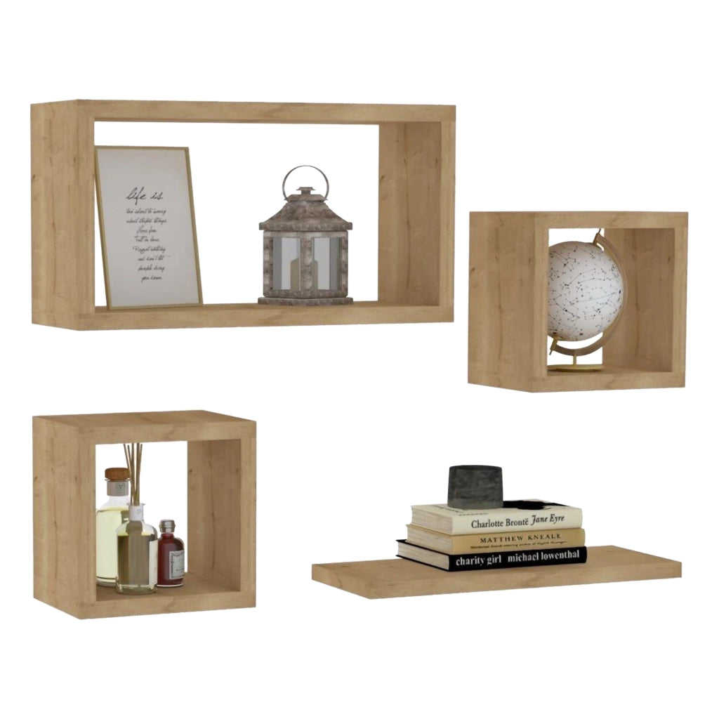 Subbiano, Mensola 4 Ripiani, 24x15x44h cm Marrone Rovere