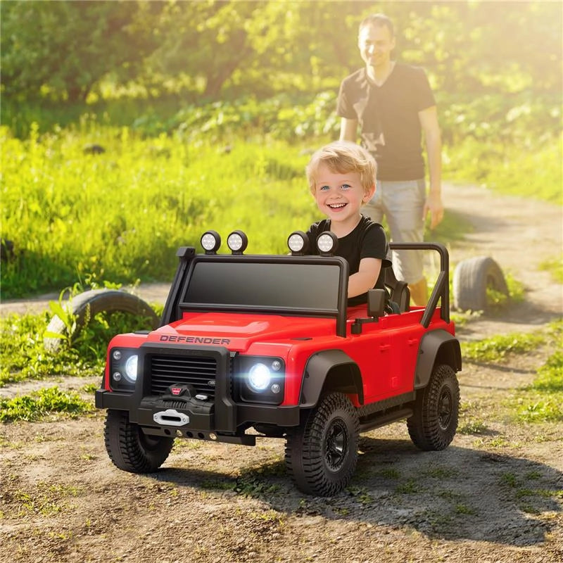 MACCHINA ELETTRICA PER BAMBINI 3-5 ANNI LAND ROVER OFFICIALE 12V CON TELECOMANDO, SOSPENSIONI, LUCI LED, ROSSO