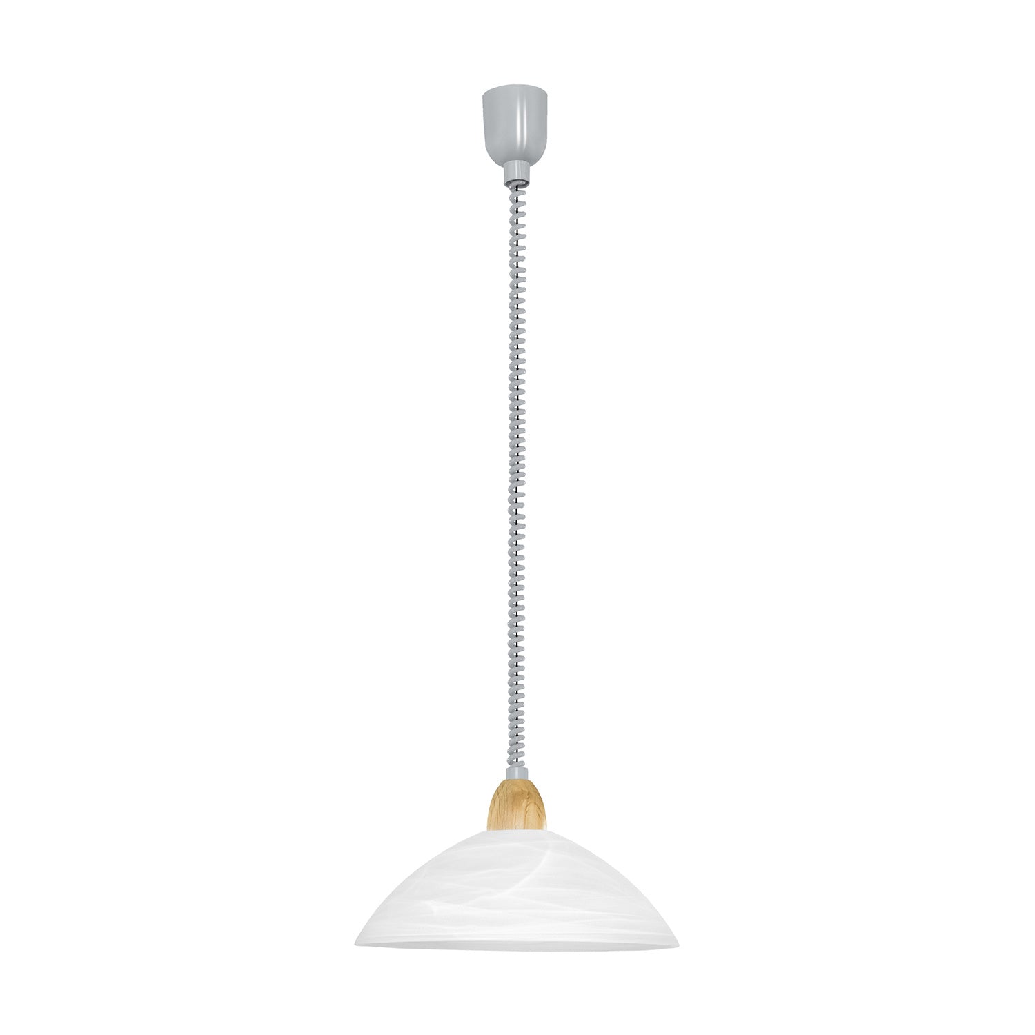 Lampadario A Sospensione Moderno Lord 2 Policarbonato Nichel Vetro 1 Luce E27