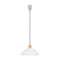 Lampadario A Sospensione Moderno Lord 2 Policarbonato Nichel Vetro 1 Luce E27