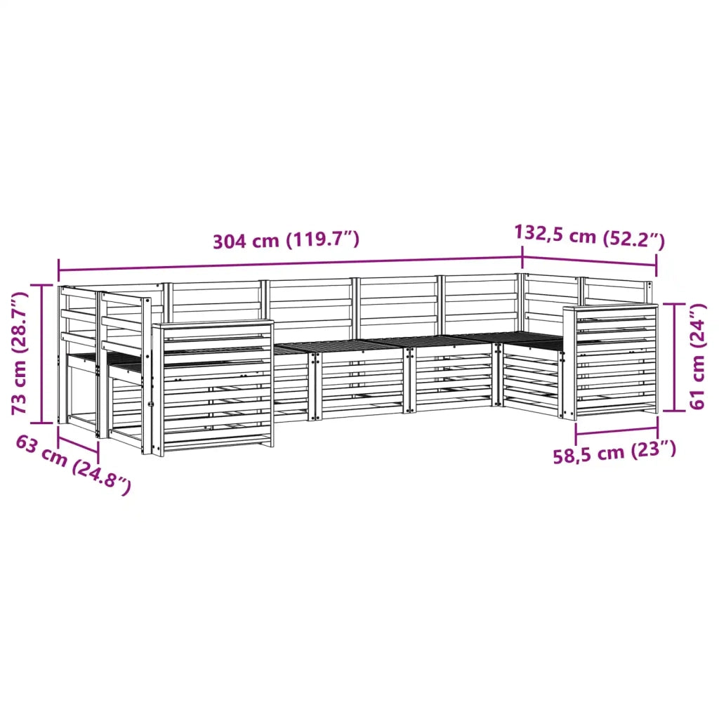 Set divani 7 pcs Naturale Legno di Acacia Massello 3375414