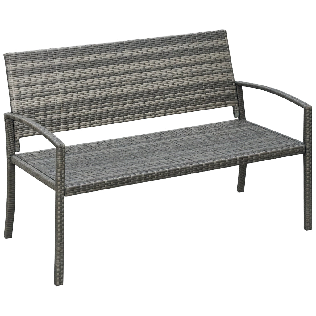 Panchina da Giardino ¨C zephmum ¨C Grigio, Rattan, Acciaio, 122x60x85cm
