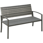 Panchina da Giardino ¨C zephmum ¨C Grigio, Rattan, Acciaio, 122x60x85cm