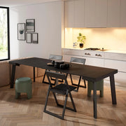 Consolle allungabile, 262x90x73cm, Per 12 persone, Gambe in legno, Nero RF3031