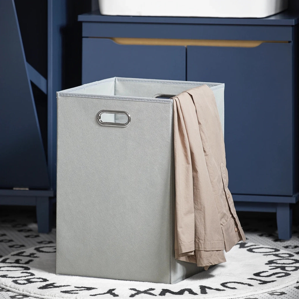 Mobile Lavanderia Con Sacco Portabiancheria Pieghevole Cesto Portabiancheria Mobile Bagno Blu, 40x40x96cm, BZR114-B SoBuy