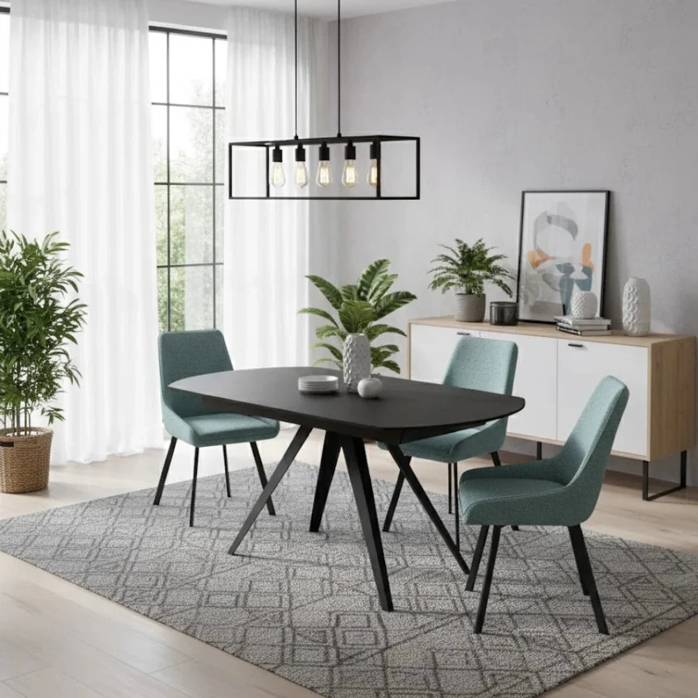Tavolo da pranzo allungabile in ceramica effetto cemento grigio Glide 120-180x90 cm fino a 8 posti | Duzzle