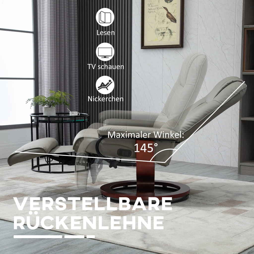 POLTRONA RELAX Reclinabile 145° 78x87x100 cm Grigio in similpelle e schiuma