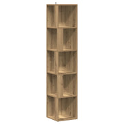 Mobile angolare moderno soluzione salvaspazio 33 x 33 x 165 cm finitura rovere ingegnerizzato realizzato artigianalmente 02_0050933