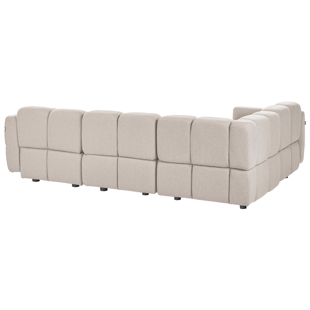 Divano modulare angolare a 4 posti con lato destro, in tessuto beige, articolo modulare, divano componibile a quattro elementi, stile moderno