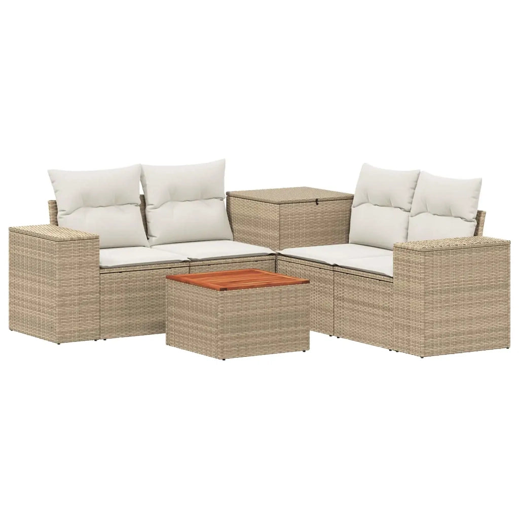 Set di divani 6 pz Beige e Bianco Crema 3447578