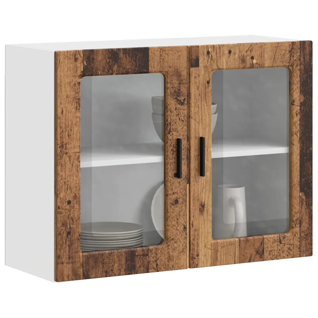 Pensile da Cucina con Porta in Vetro Porto Legno Vecchio