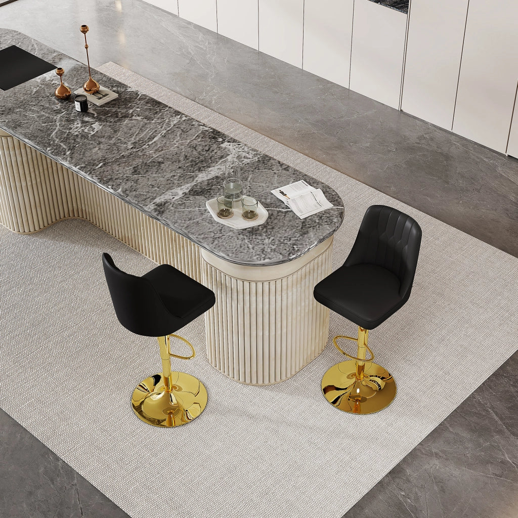 SGABELLO BAR Girevole Regolabile Set da 2 pezzi Nero/Oro PU