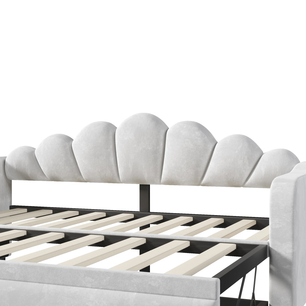Letto Imbottito Estraibile con LED ¨C MINIMAL ¨C Grigio 90x200
