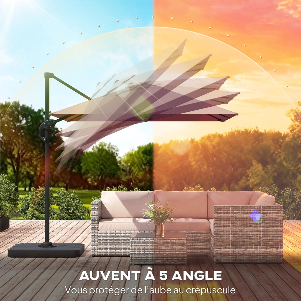 Parasol d¨¦port¨¦ carr¨¦ per giardino esterno ¨C zephmum ¨C kaki 2.4x2.4m, mastro in alluminio