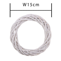 Set 12 Coroncine Bianche di Rattan Larghezza 15 cm