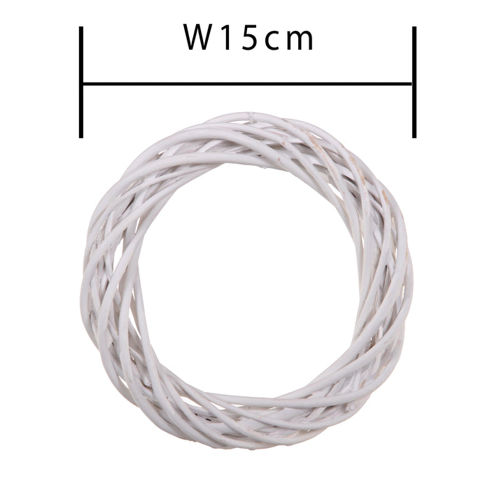 Set 12 Coroncine Bianche di Rattan Larghezza 15 cm