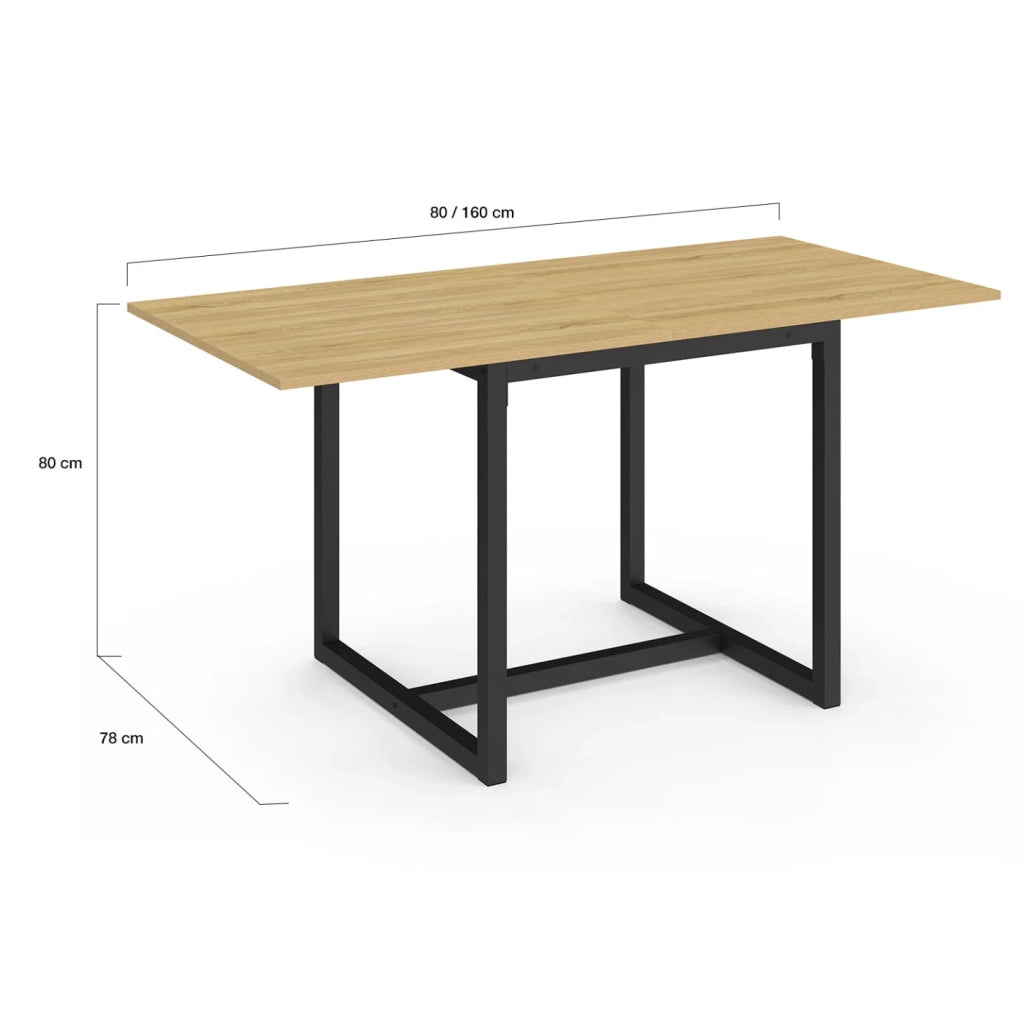 IDMarket - Tavolo da pranzo allungabile DETROIT 4-8 persone design industriale 80-160 cm