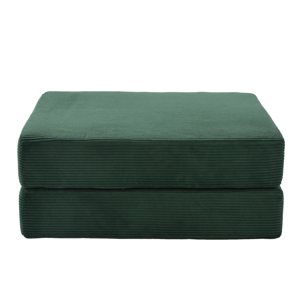 Pouf pieghevole trasformabile in letto singolo; 109x95x43 cm; in corduroy verde smeraldo