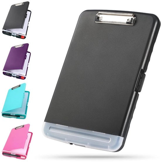 Klembord con contenitore - Klembord in plastica - Klembord pesante - Pen holder - Compartimento per 200 fogli - Resistentente all'acqua e alle abrasioni - Borsa di stoccaggio