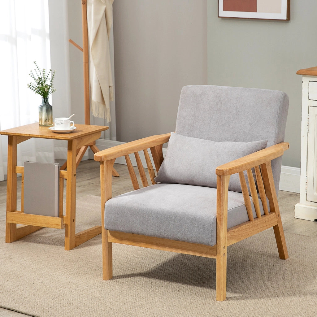 Accent Chair w/ Extra Pillow Upholstered Living Room Chair Grey
