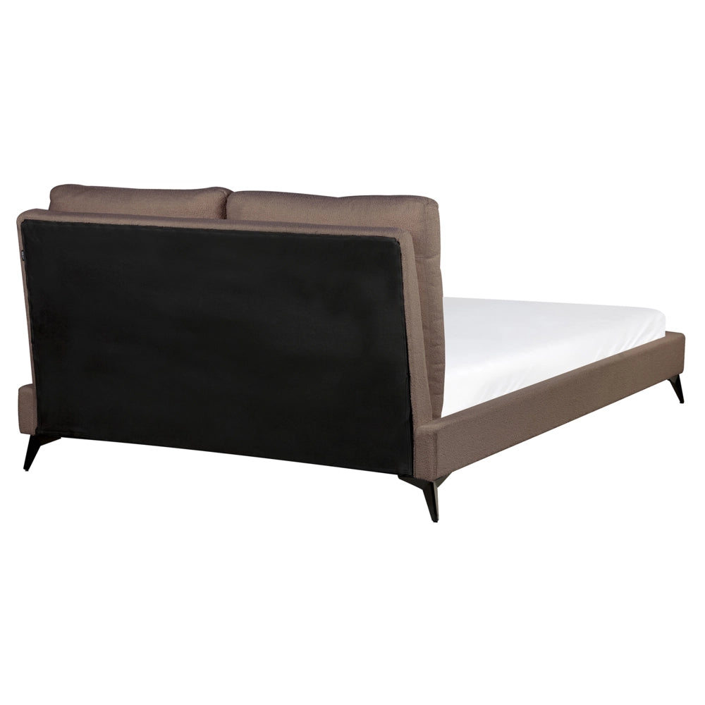Letto matrimoniale imbottito in bouclè marrone 160 x 200 cm con rete a doghe stile moderno