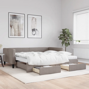 Divano Letto Estraibile con Cassetti Tortora 100x200 cm Tessuto