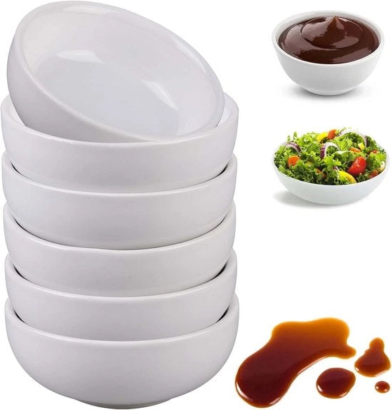 Set di 6 piatti ceramici stivellabili per dips, snacks e dessert, bianchi