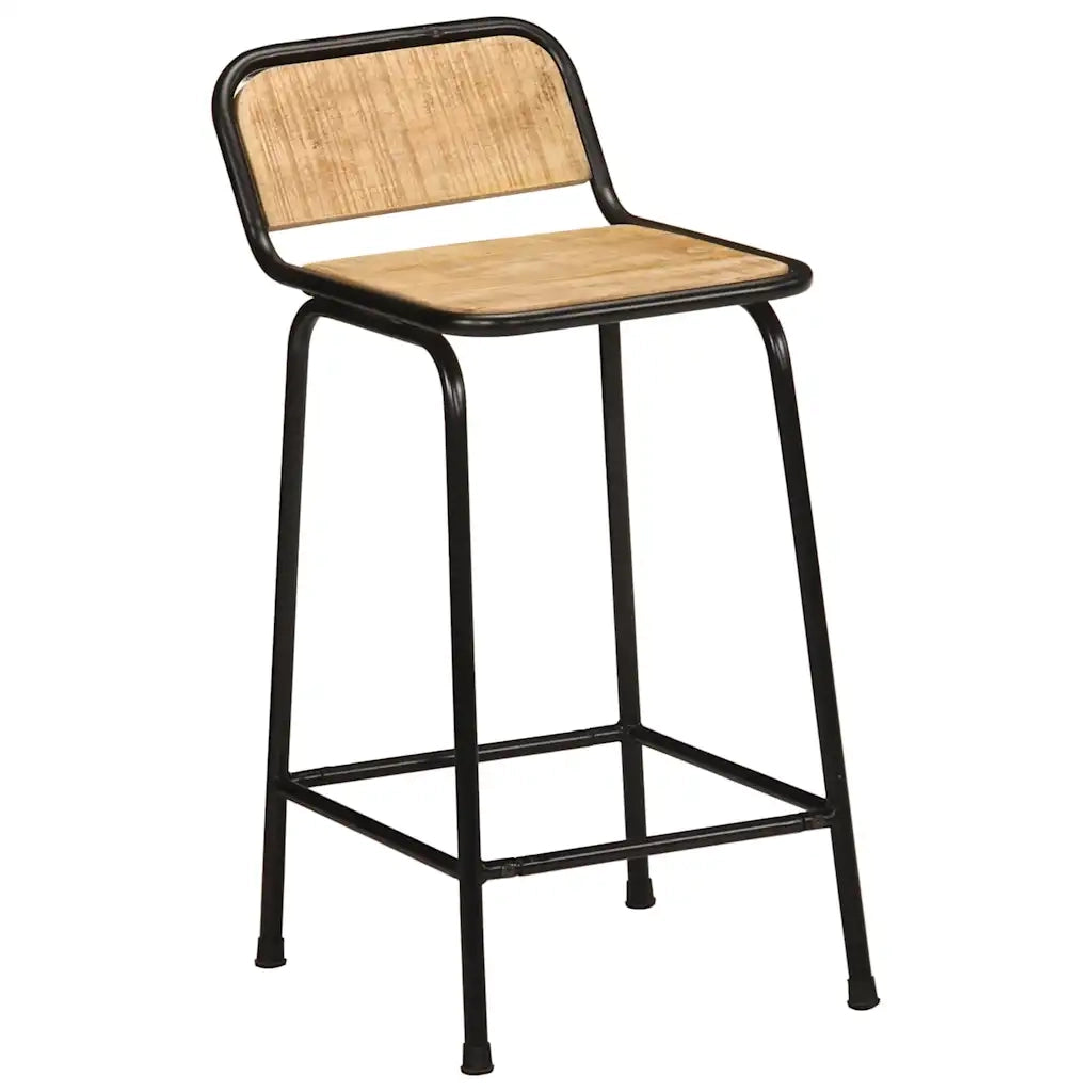 Sgabelli da Bar 2 pz 46x35,5x80 cm Legno Massello Grezzo Mango 4013530