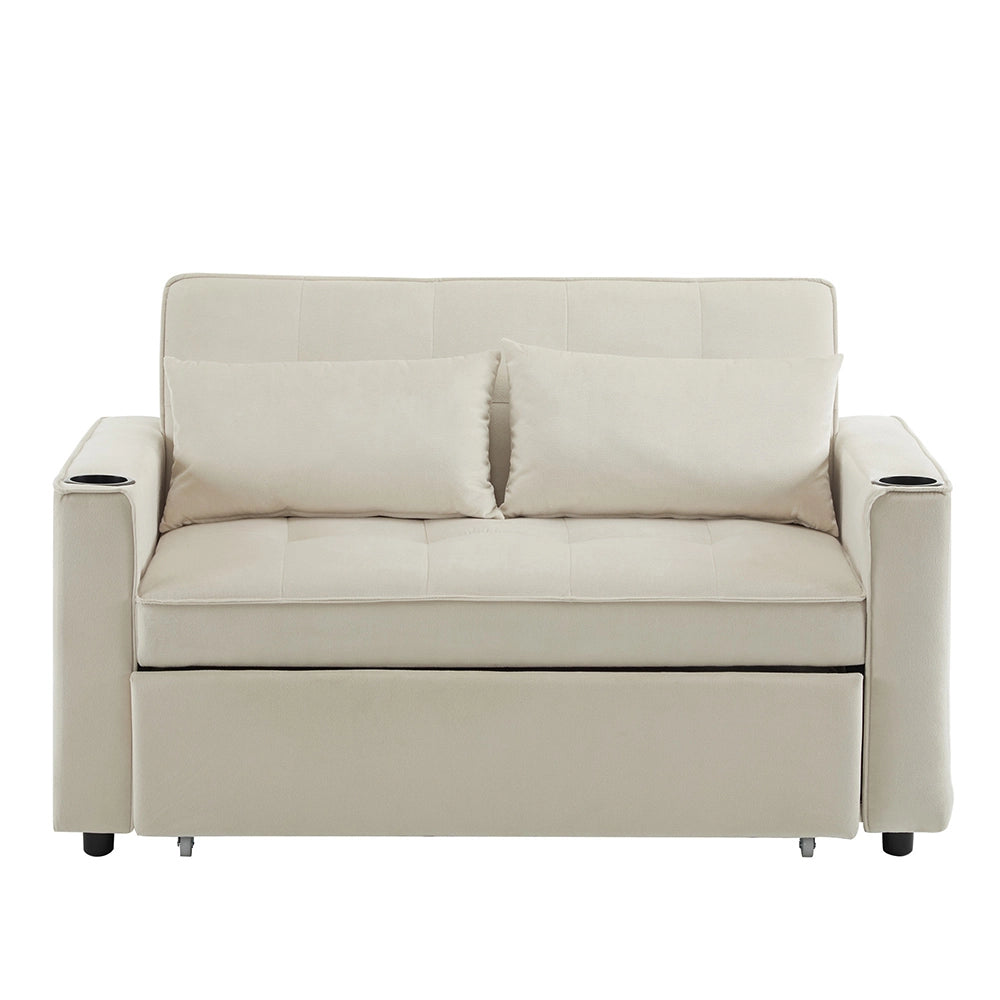 Divano letto 2 posti - Xylo - Portabicchieri cuscini beige