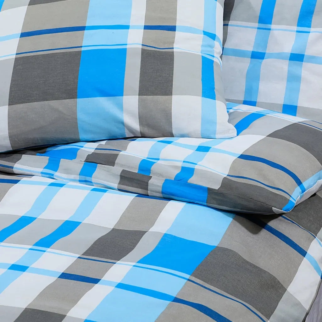 Set Copripiumino Blu e Grigio 200x200 cm in Cotone CFW6829179