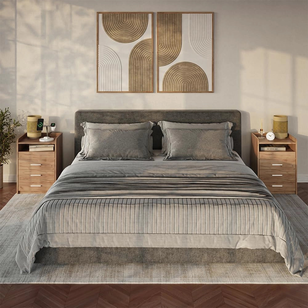 Comodino Edis, Antracite, Set di 2