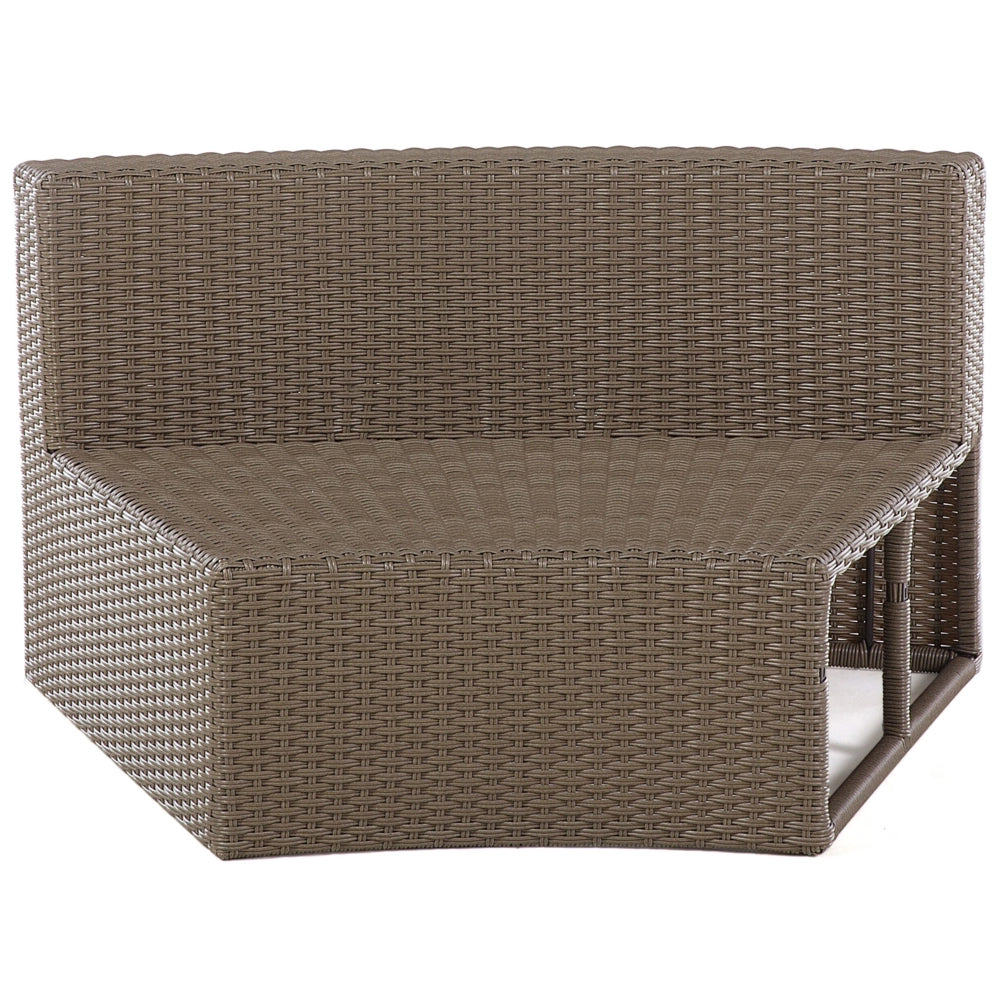 Set divano ad angolo da giardino marrone finto rattan a forma di U 9 posti cuscini bianchi curvi con tavolo set di conversazione