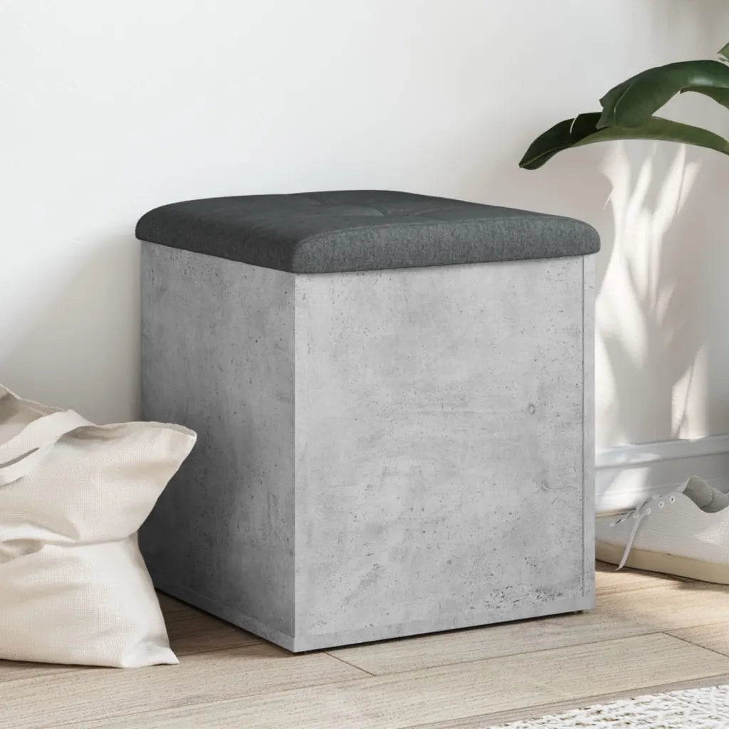 Panca Portaoggetti-Sgabello-Panca con Contenitore Grigio Cemento 42x42x45 cm Legno Multistrato