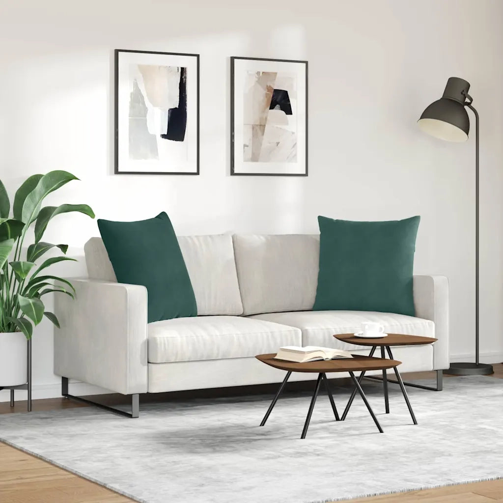 Cuscini da Divano 2 pcs Verde Scuro 80 x 80 cm Tessuto in Cords