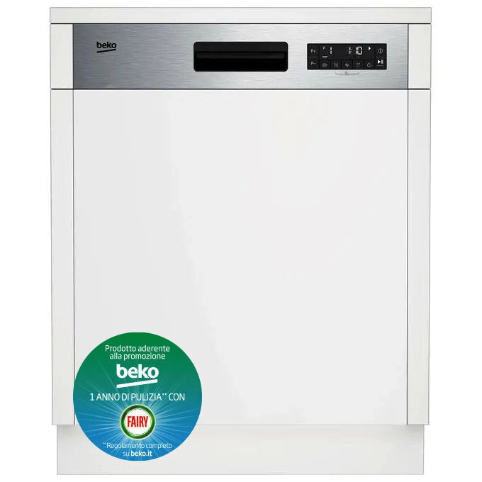 Beko b300 Lavastoviglie 60cm semi-integrata con cruscotto Inox, Classe D, 45 dBA