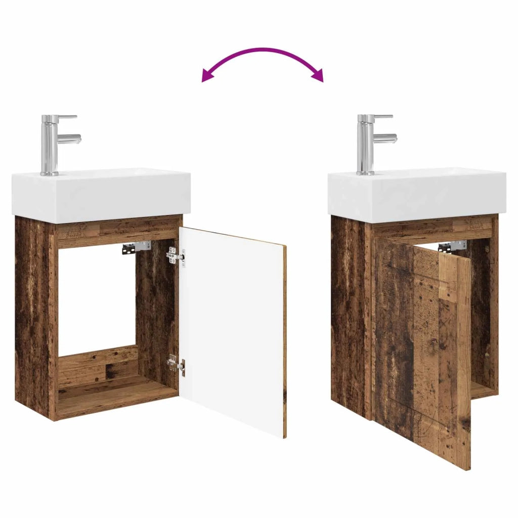 Mobile bagno con rubinetto Legno antico 45,5 x 22,5 x 84 cm 889509