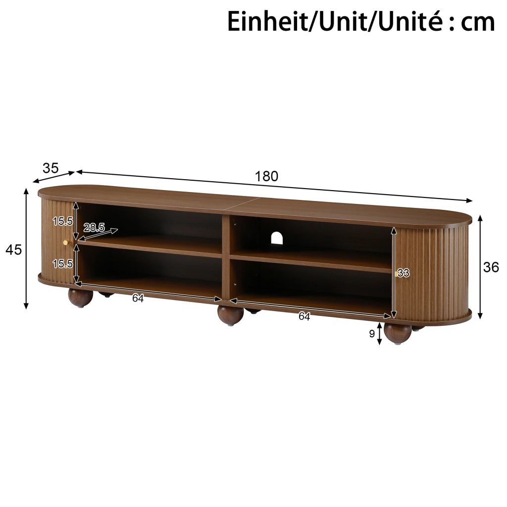 Lowboard per TV in noce; MDF; 180 cm