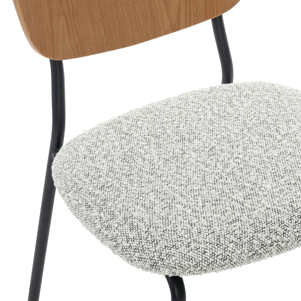 Set 2 sedie bouclé struttura in legno con gambe in metallo, bianco
