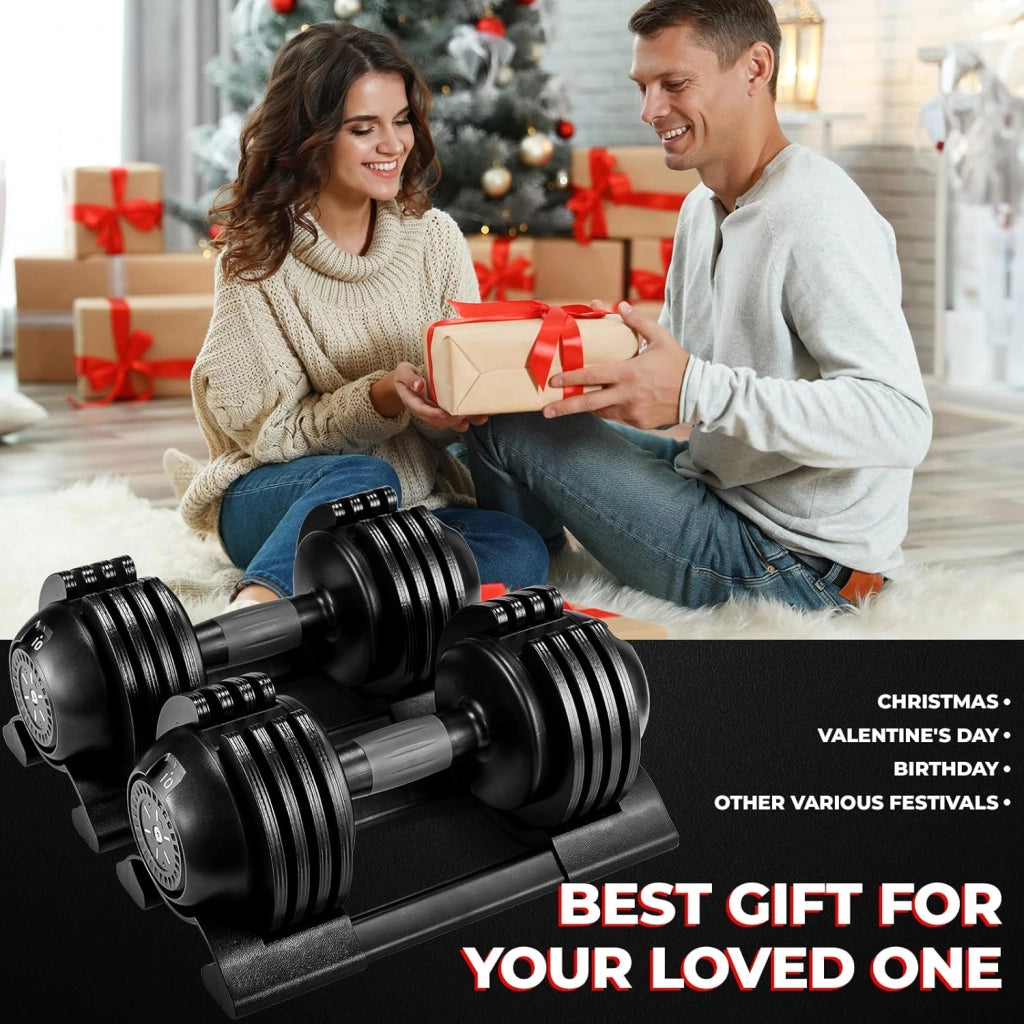 Manubri Regolabili 10kg 20kg 24kg, Set Manubri Componibili con 5 Pesi in 1, Manubri Regolabili Salvaspazio per Allenamento a Casa