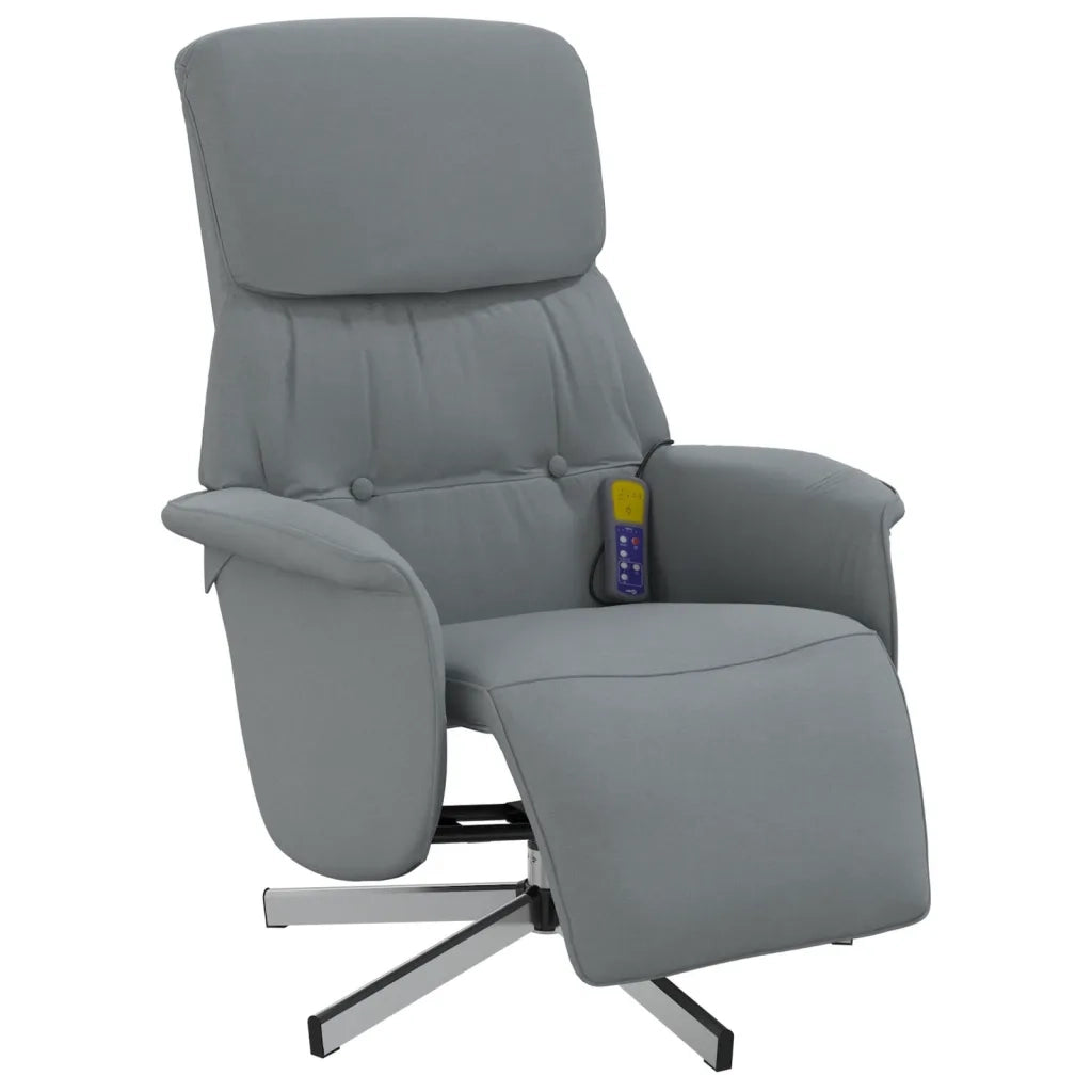 Divano Sedia-Poltrona Reclinante Massaggio Poggiapiedi Grigio Chiaro Tessuto 587884