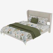 Letto Matrimoniale 140x200 cm in Tessuto e Metallo; Beige - Testiera Imbottita