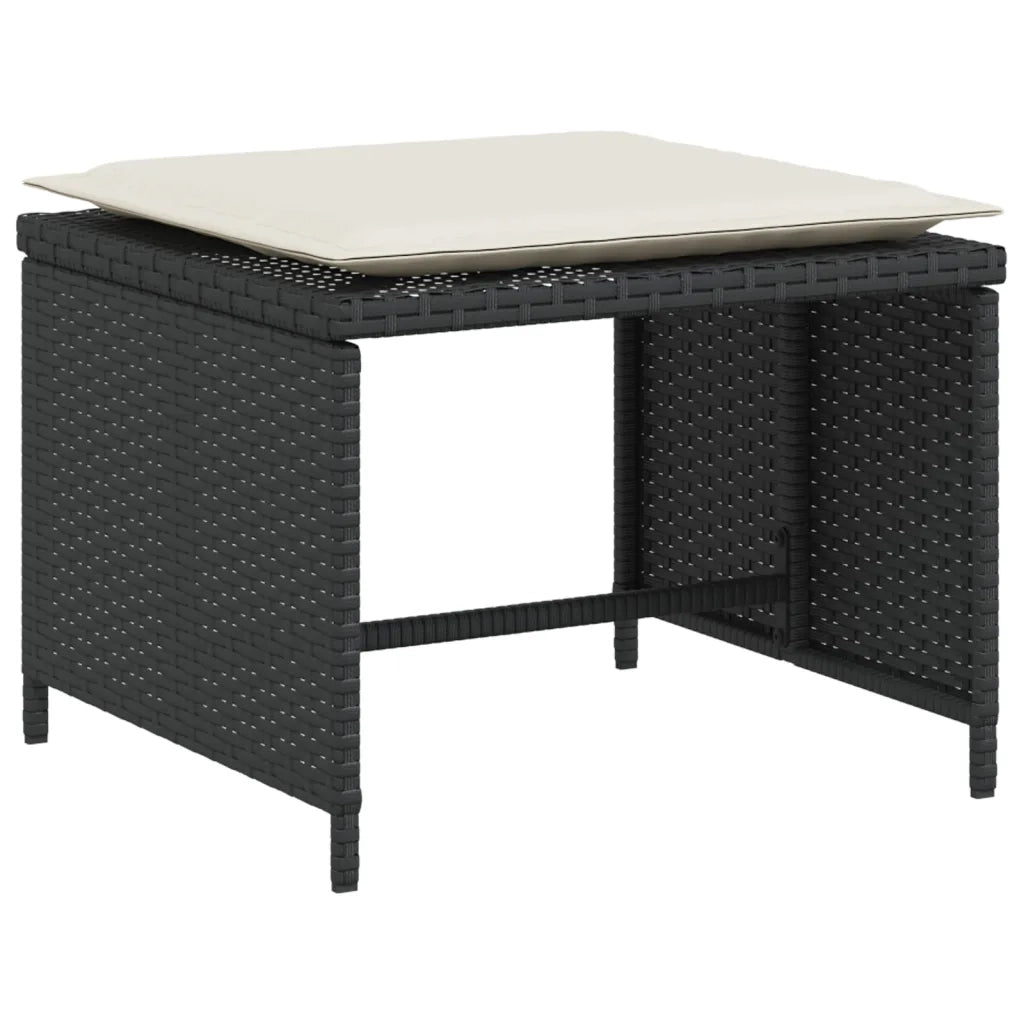 Poltrona da Giardino con Poggiapiedi in Polyrattan Nero CFW5742401